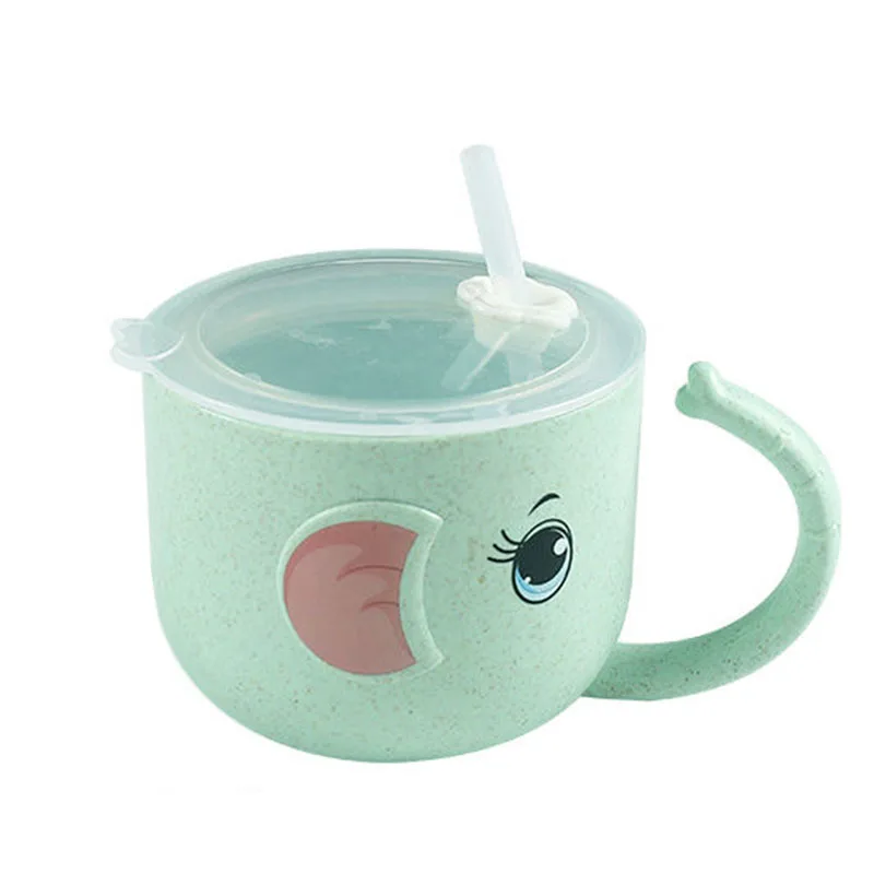 Baby Cartoon Patterned Drinking Cups With Straw