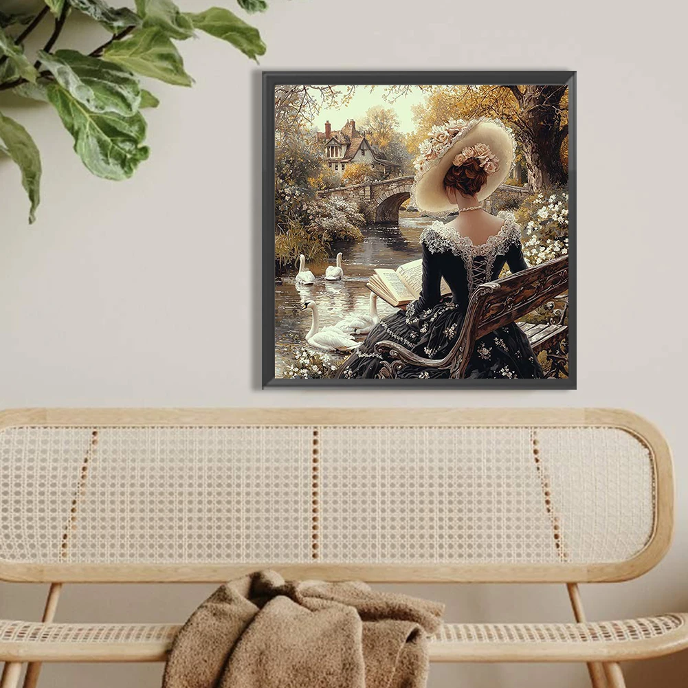 40x40cm 뷰티 5D DIY 풀드릴 원형 다이아몬드 페인팅 키트 (홈 벽 장)