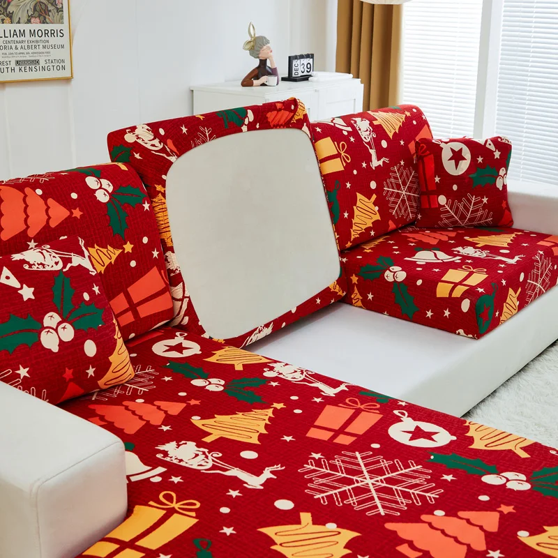 Christmas decoration stretch sofa seat cushion cover backrest cover protector for couch sofa L shape chaselong slipcovers