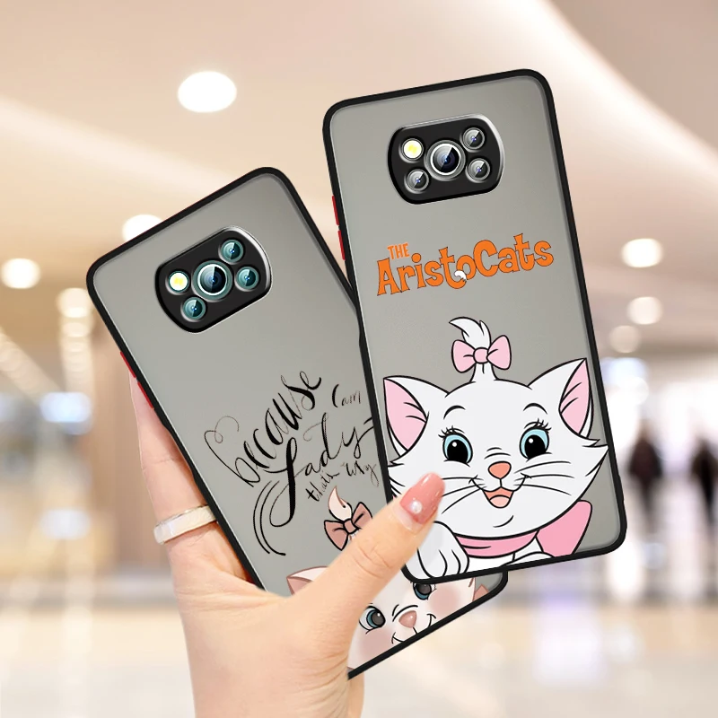 Cartoon Marie Cat Pink Per Xiaomi Poco X5 F5 X3 M3 M5S M4 F4 C55 C50 C40 Gt Pro 4G 5G Custodia Per Telefono Traslucida Smerigliata
