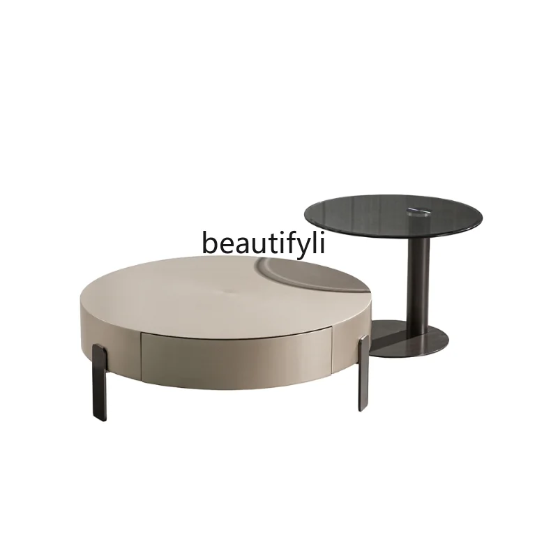 

Italian Minimalist Coffee Table Combination Designer round Creative Modern Simple and Light Luxury Living Room Home furniture