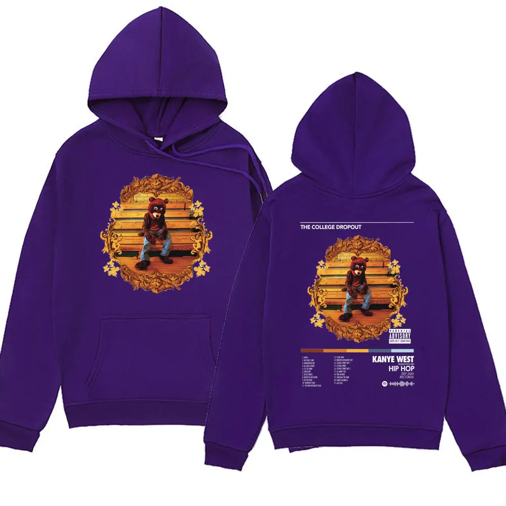 Rapper Kanye West Hoodie Hip Hop The College Dropout Hooded Sweatshirts Men Women's Fashion Casual Cotton Fleece Pullover Unisex