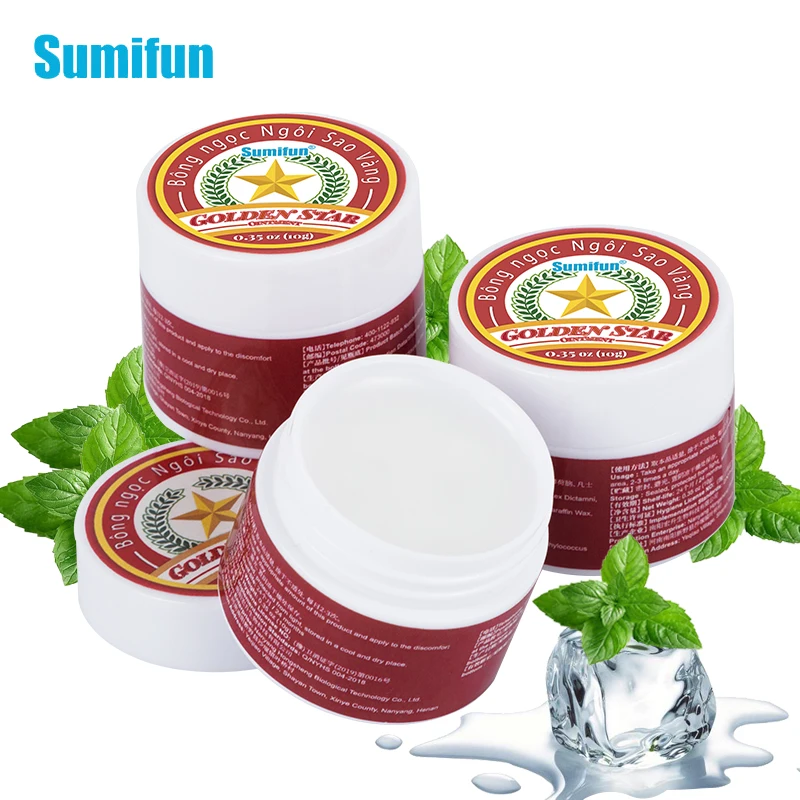 1/3/5Pcs Sumifun Cooling Oil Chinese Menthol Golden Star Balm Headache Dizziness Cold Stuffy Nose Relief Cream Summer Products cooling oil