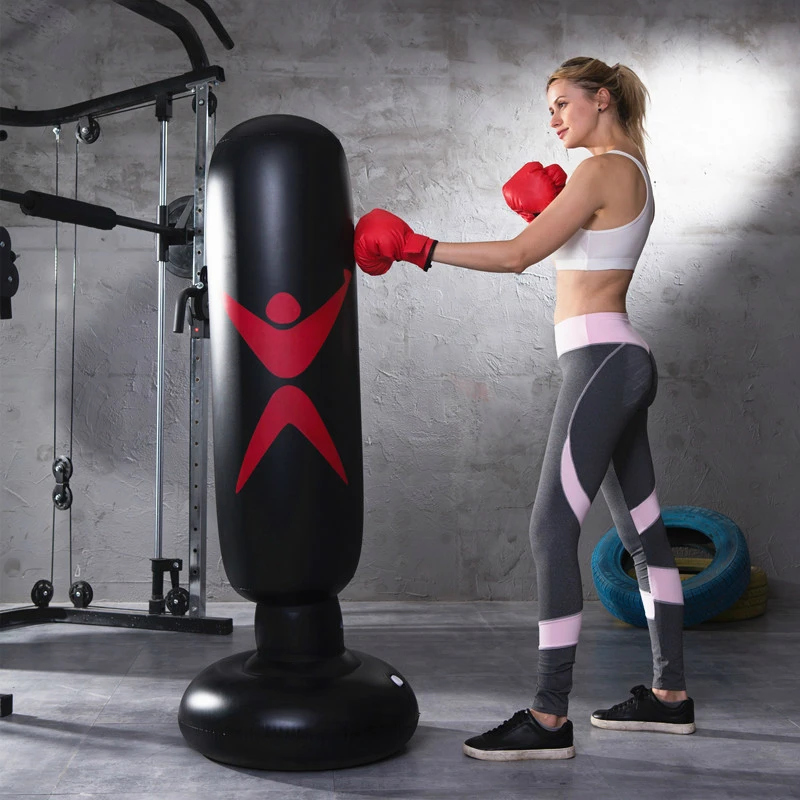 1.6M Inflatable Stress Punching Tower Bag Boxing Standing Water Base Training Pressure Relief Bounce Back Sandbag Punch Ball