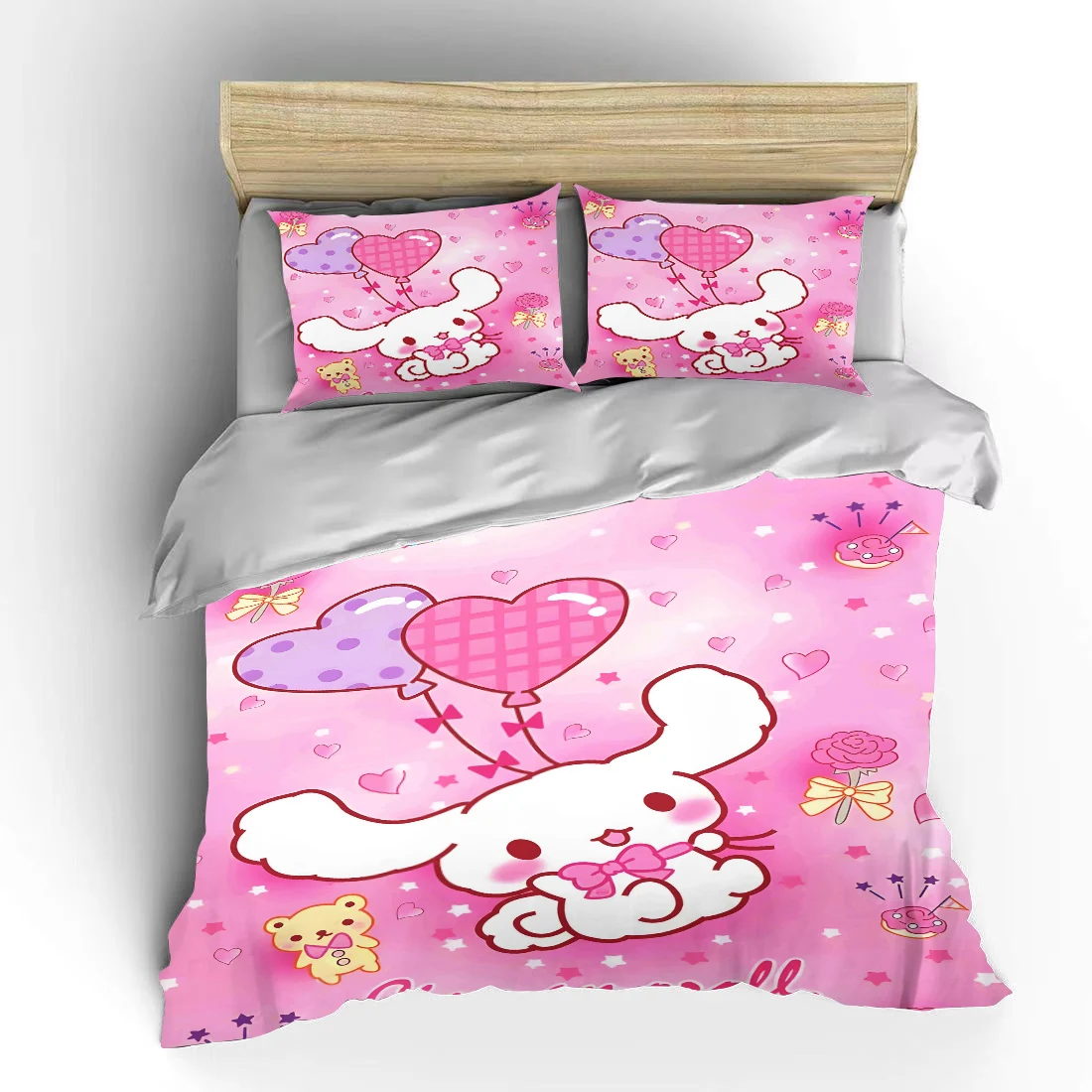 

Sanrio Cinnamoroll Bedding Set Hello Kitty Children 3 Pieces Set King Size Baby Bed Set US Twin Adult Bed Cover Bedroom Duvet