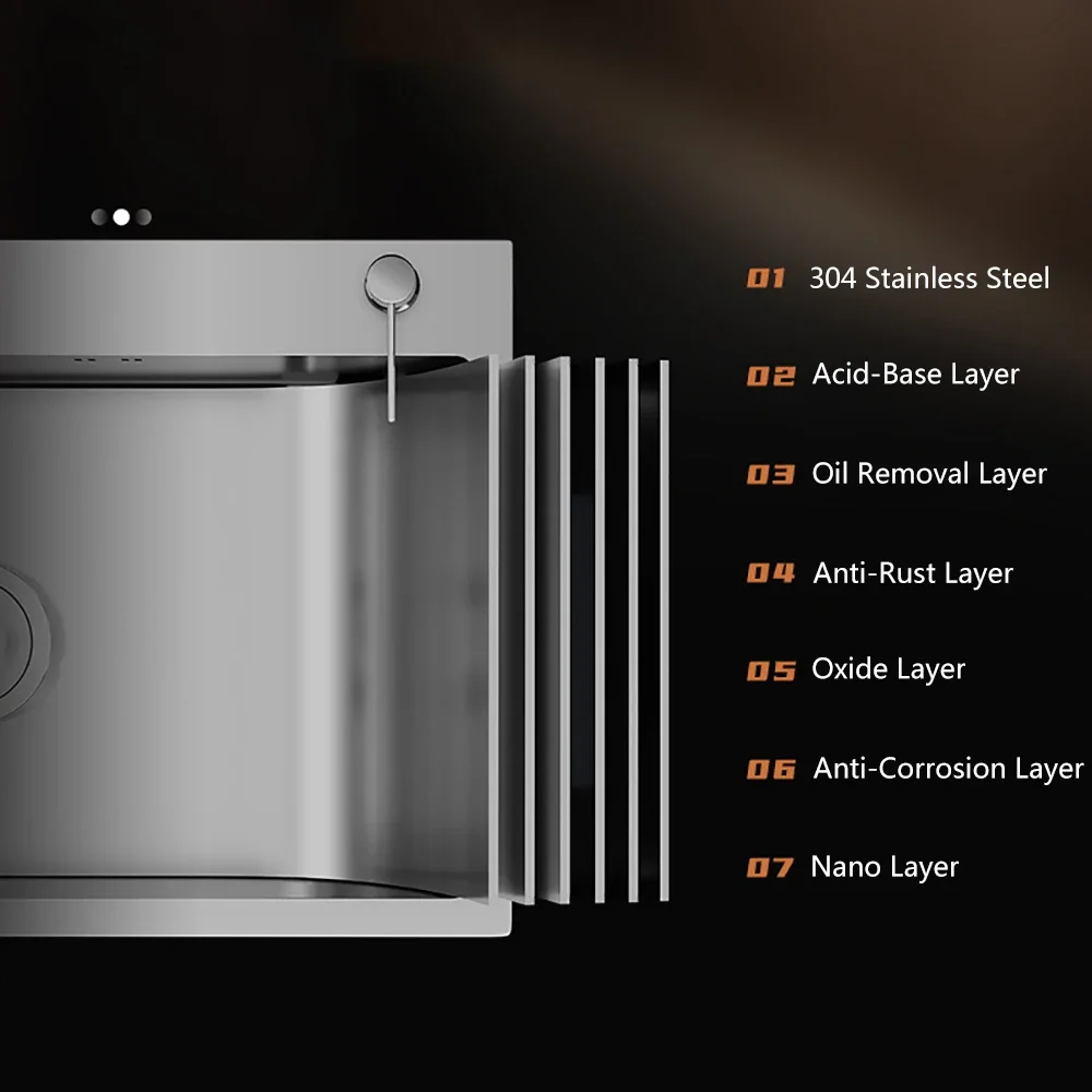 304 Stainless Steel Kitchen Sink Farmhouse Above Counter Undermounter Black Single Bowel Wash Basin With Gourmet Faucet Drainage