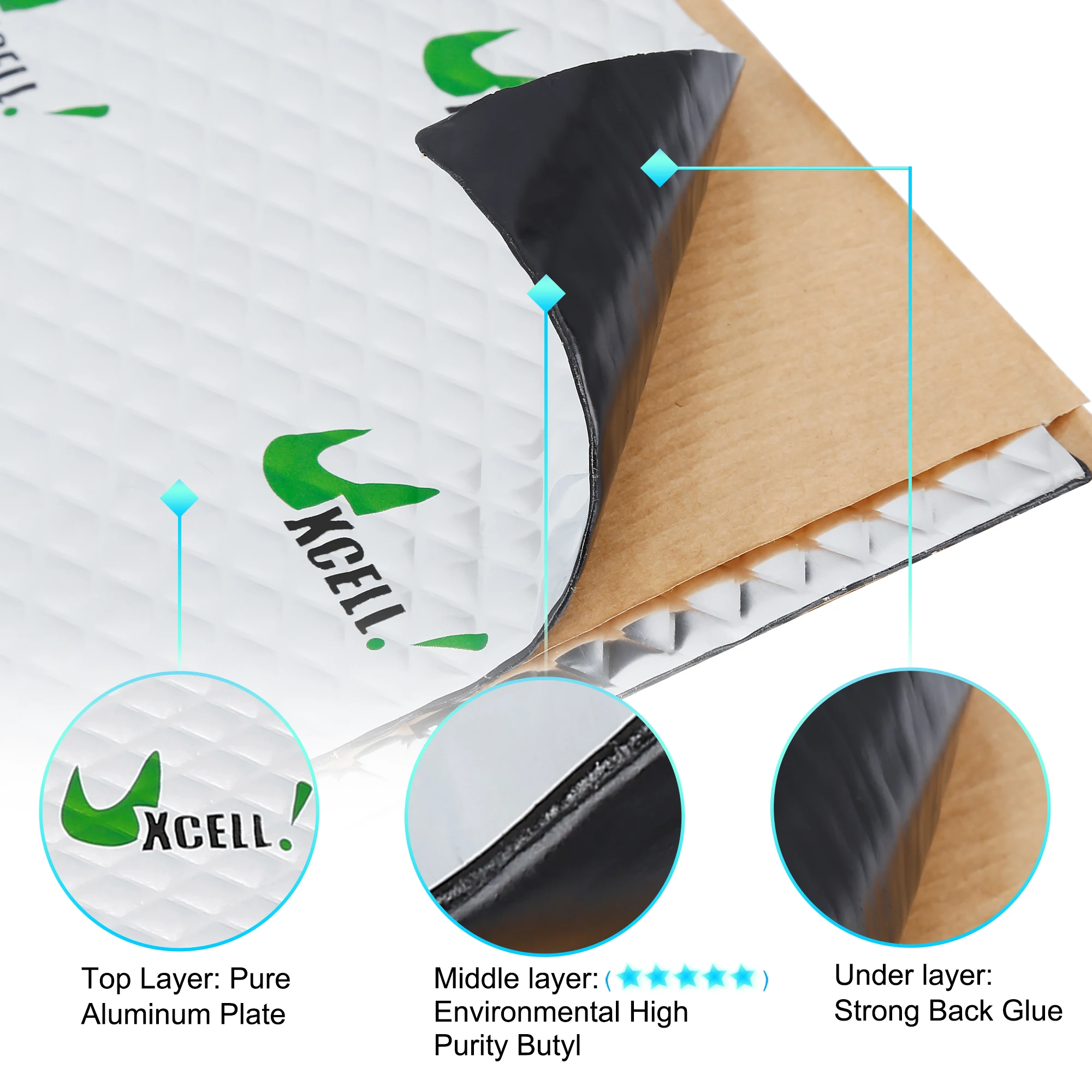 600x400mm Car Sound Deadener Heat Insulation Mat Butyl Rubber Self Adhesive for car heat insulation mat