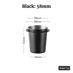 Durable Stainless Steel Coffee Dosing Cup (Black 58mm)