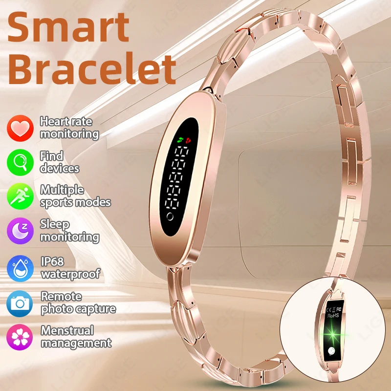 LIGE New No Screen Smart Bracelet Watch Women 24-hour Heart Rate Blood Oxygen Multisports Smart Watch Women Men For Android iOS