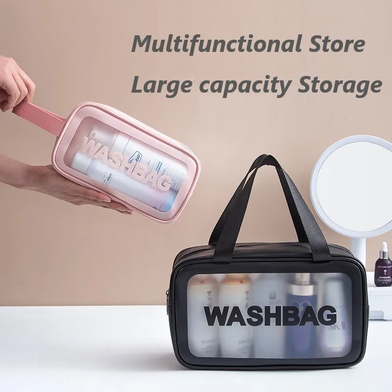 PU Women Travel Storage Bag Cosmetic Bag Makeup Bag Travel Organizer Bags Waterproof Washbag Transparent Cosmetic Cases 4