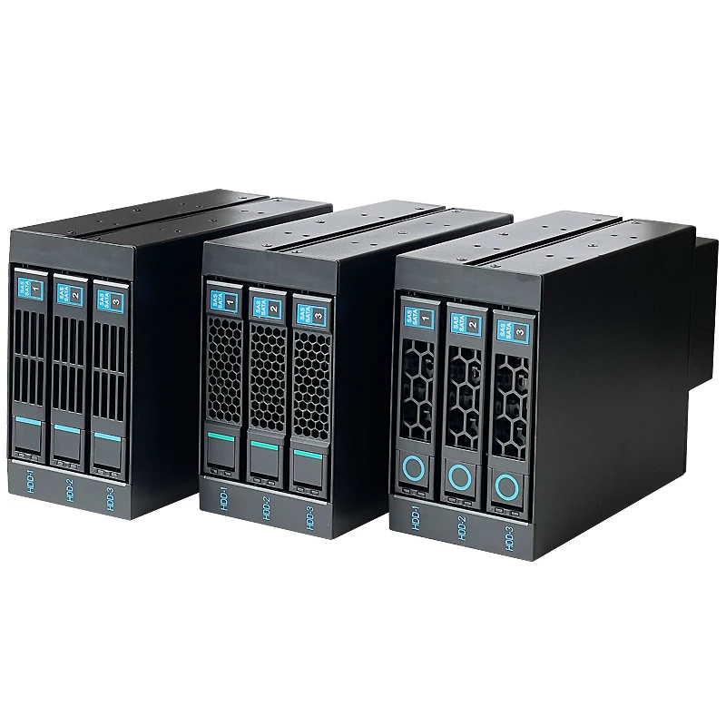 Hot Swap Gaiola do Disco Rígido Móvel 3.5-polegada Ssd Sata Hdd Gabinete Rack de Armazenamento de Dados para Dois 5.25-polegada Posição da Unidade Óptica 3-bay - Imagem 4