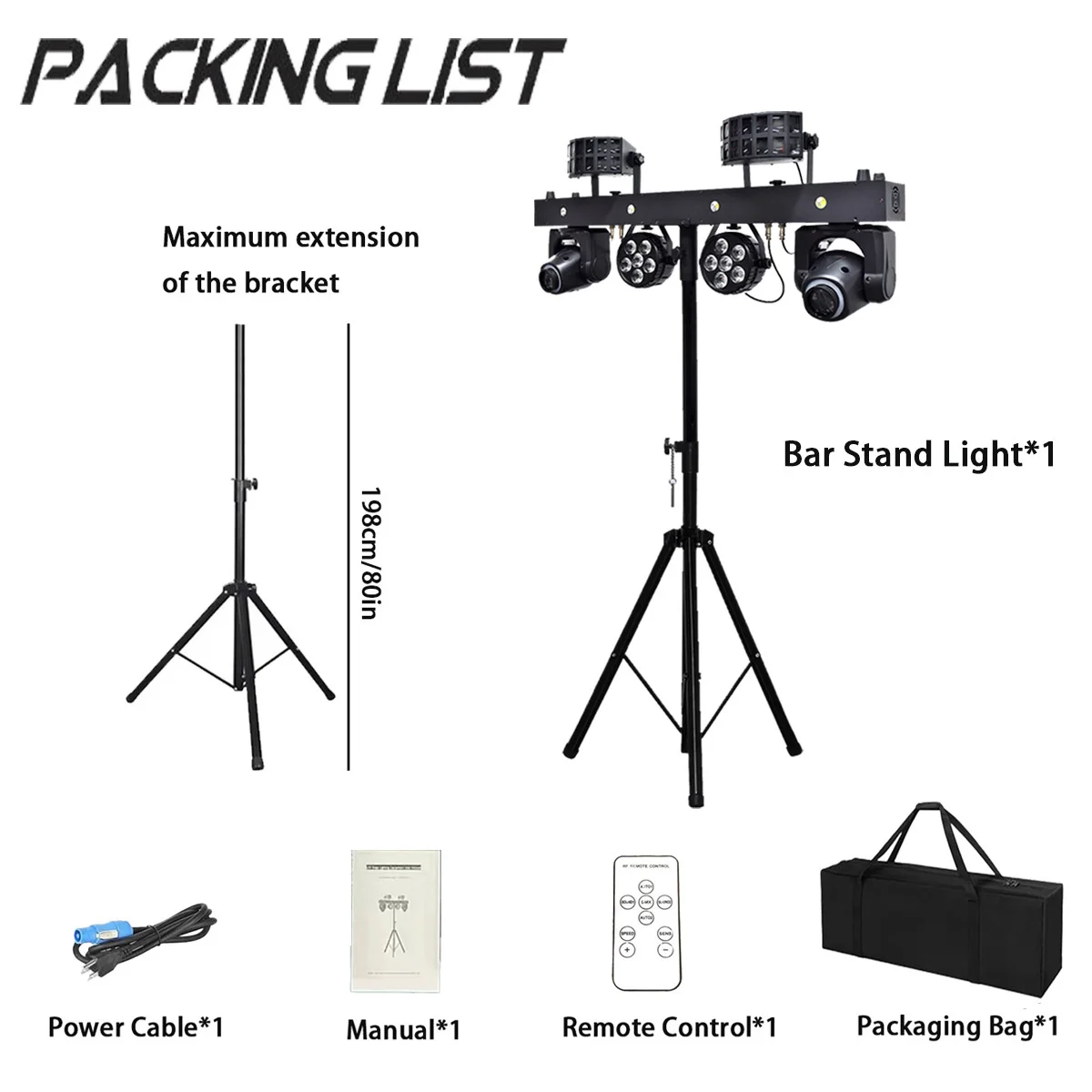 New 2x30w Spot Moving Head + 6x5w Par + 10w RGBW Butterfly Strobe 4in1 Stand Dj