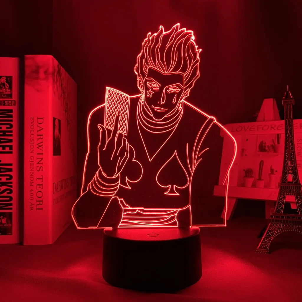 Candeeiro de Mesa Luz para Decoração do Quarto Anime Hunter Hisoka Led Nightlight Quarto Presente Aniversário Acrílico Night Lamp Hxh x 3d 7 luz para decoração do quarto nightlight quarto