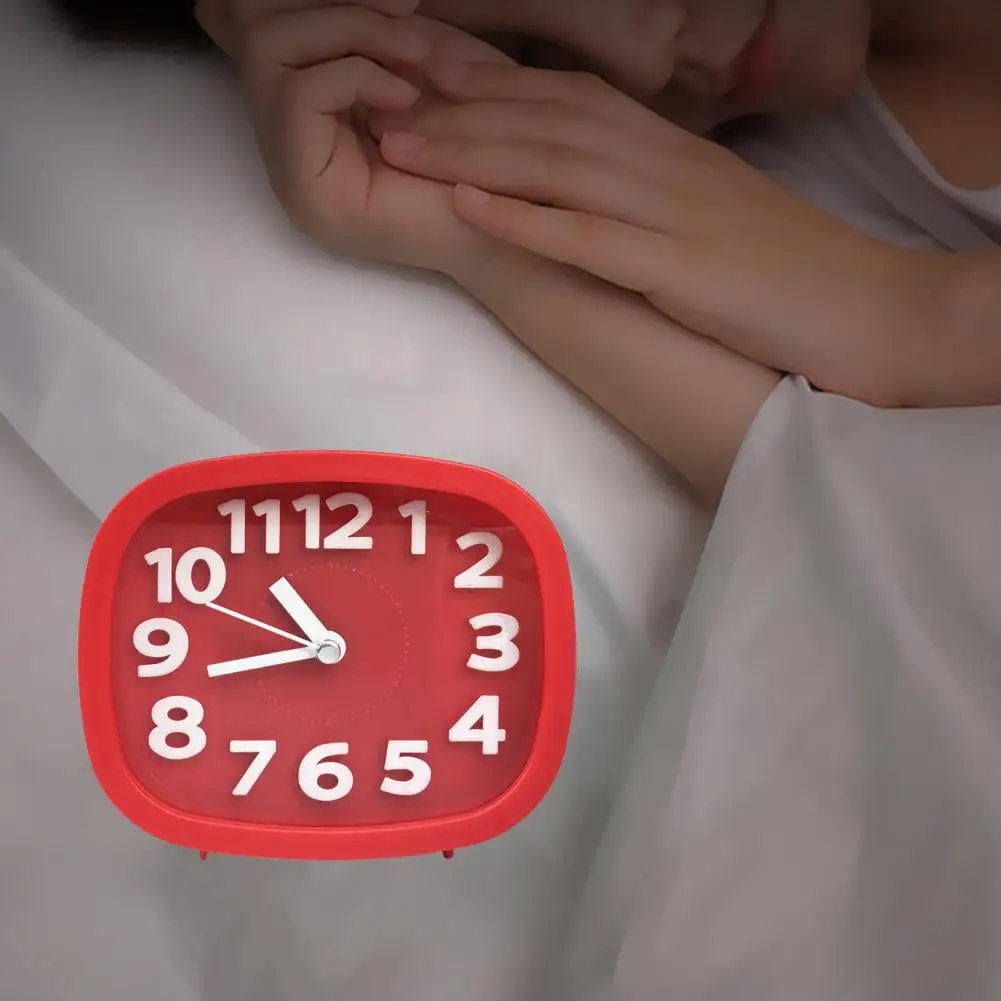 Bright-colored  Practical Bedside Non-ticking Alarm Clock Korean Style Desk Clock Battery Operated   Household Supplies 6