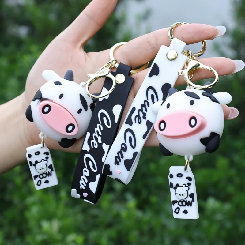 Cute Cow Keychain Accessories Cartoon Animal Jewelry Packaging