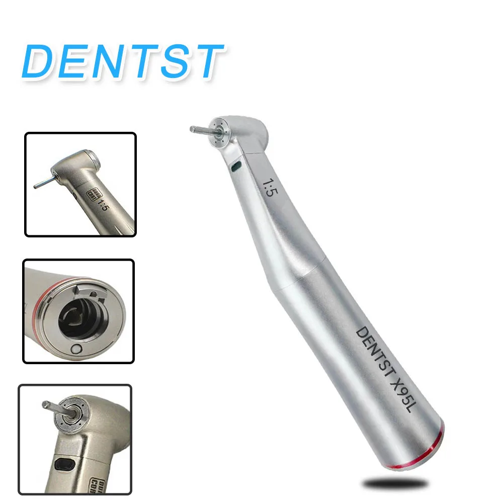 

DENTST Contra Angle Low Speed X95L 1:5 LED FIBER Optic Electric Handpiece Increasing Red Ring With Optic Fiber For E-TYPE Motor