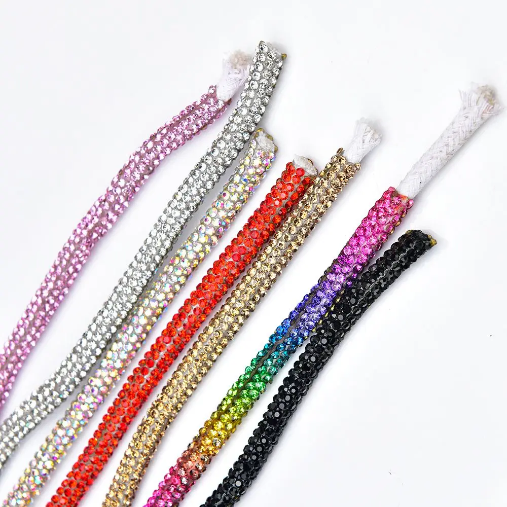 Glitter Rhinestone Rope 6mm Strass Cord Round Crystal Cotton String DIY  Clothes Bow Bracelet Bags Ornament Making Accessories - AliExpress