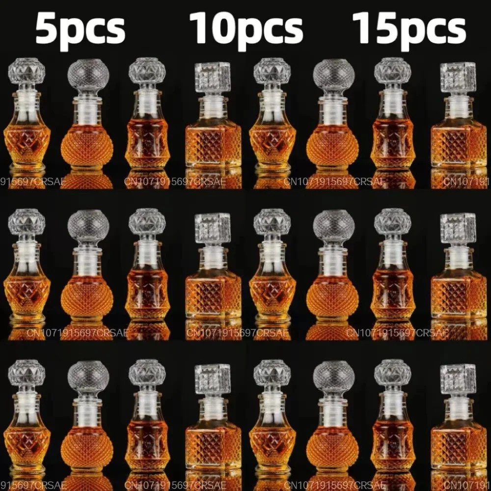 Whiskey Liquor Bottle 50ml Cute Glass Dispenser Mini Alcohol Guest Gift Wedding Decanter Wine Pot Shot Jars Bar Set 5 10 15 Pcs
