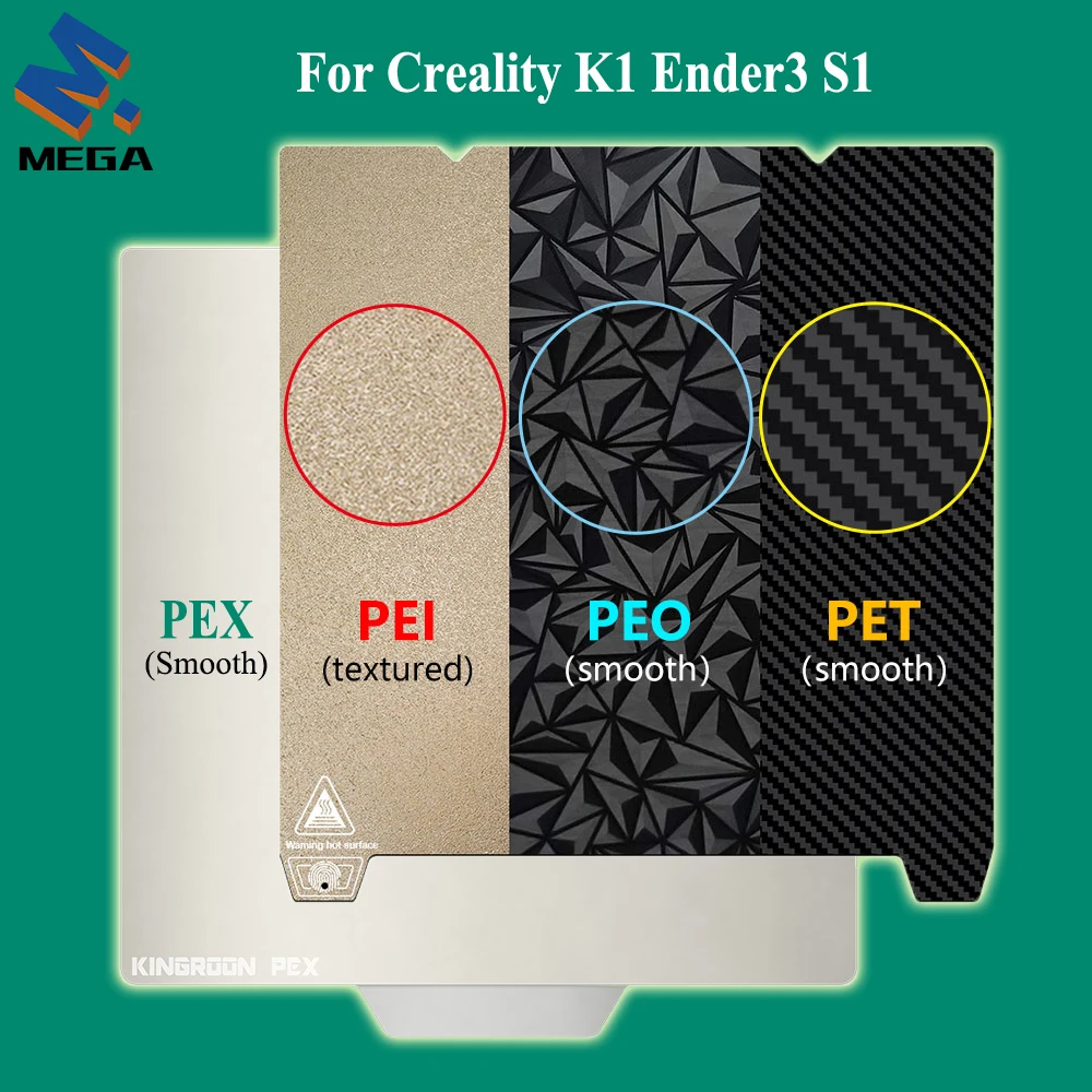 Per Creality K1 Peo Pet Build Plate Pei Fibra Di Carbonio Per Hot Bed 235X235Mm Acciaio Per Molle Per Ender3 S1/Ender3 S1 Pro/Ender5 S1