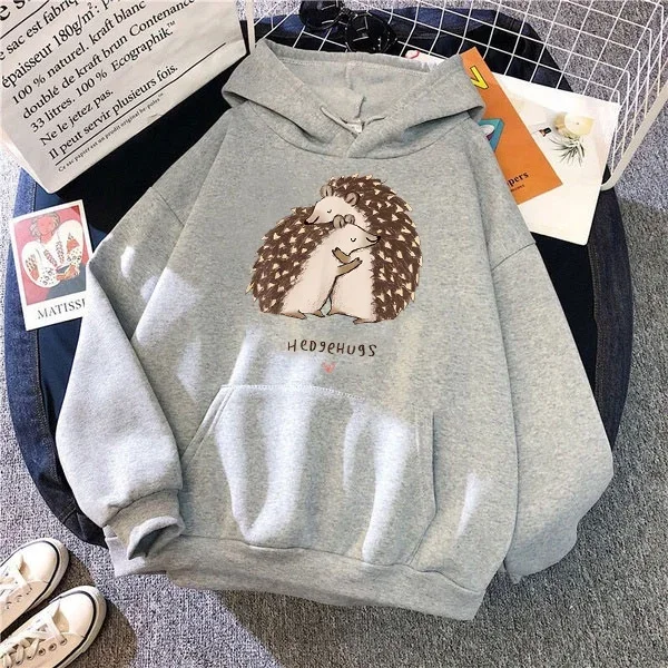 New Fall Winter Hoodie Unisex Harajuku Ulzzang Kawaii Funny Hedgehog Graphic Sweatshirt Hoodie 3