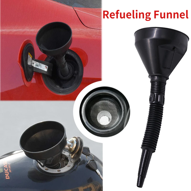 

Refueling Funnel with Filter/mesh for Car Motorcycle Gasoline Engine Plastic Rubber Funnels Fuel Change Fill Transfer Tool