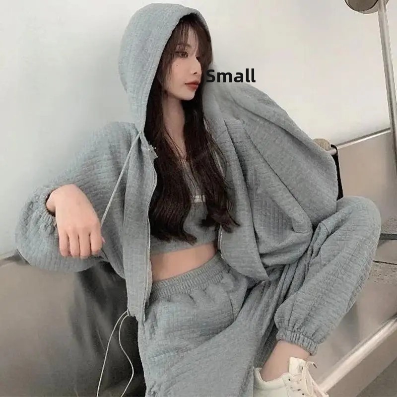 New Hot Sale Of The Season Women's Casual Sportswear Set Loose Fashionable Sweatshirt Three-Piece Suite Trendy Street Style Autu