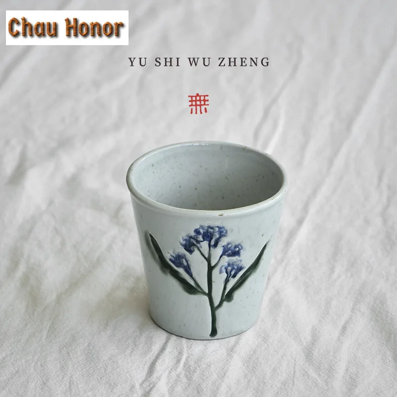 300ml Printed Hand-painted Coarse Pottery Cola Mug Handmade Beer Mug Bubble Teacup Cold Hot Water Jug Drinkware Decoration Gifts