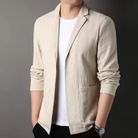 Spring and Summer 2024 New High-quality Men's Linen Suit Simple Men's Coat Fabric Composition 70% Ramie 30% Cotton  Blazer 2