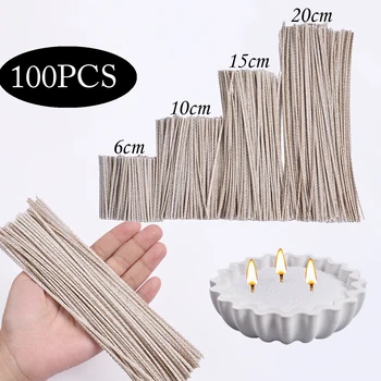 100Pcs 6/10/15/20Cm Waxed Cotton Candle Wicks Smokeless Wax Core DIY Soybean Wax Core Woven Kerosene Lamp Candle Making Supplies 1