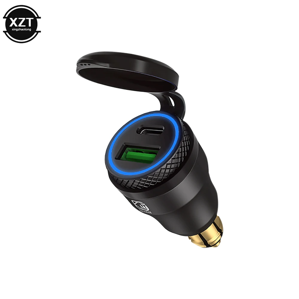 Aluminium USB Ladegerät 30W PD Typ-C QC 3,0 Schnell Ladegerät Adapter Wasserdicht für Hella DIN Buchse/BMW Ducati Triumph Motorräder