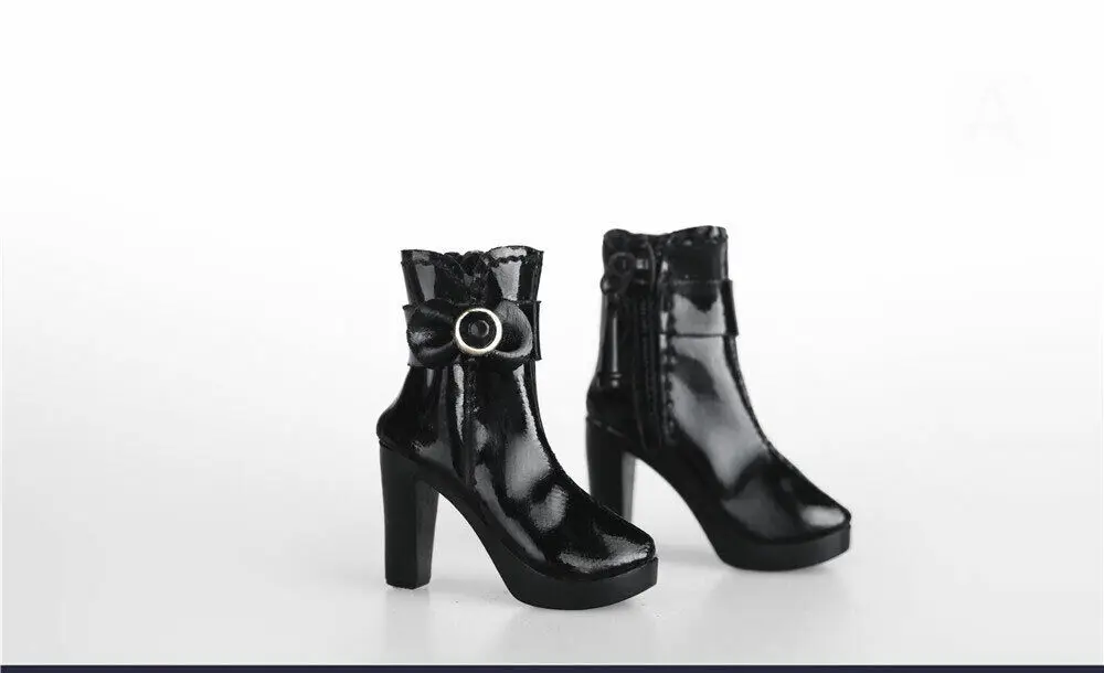 

1/6th Black Mid Boots with Bow-knot Model for 12" Female Doll Type 1