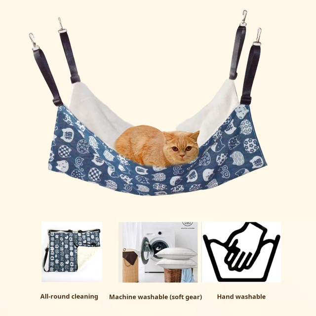 All-Season Cat Hammock for Cages, Durable Canvas & Linen, S/M/L Sizes, Easy Installation & Cleaning 6