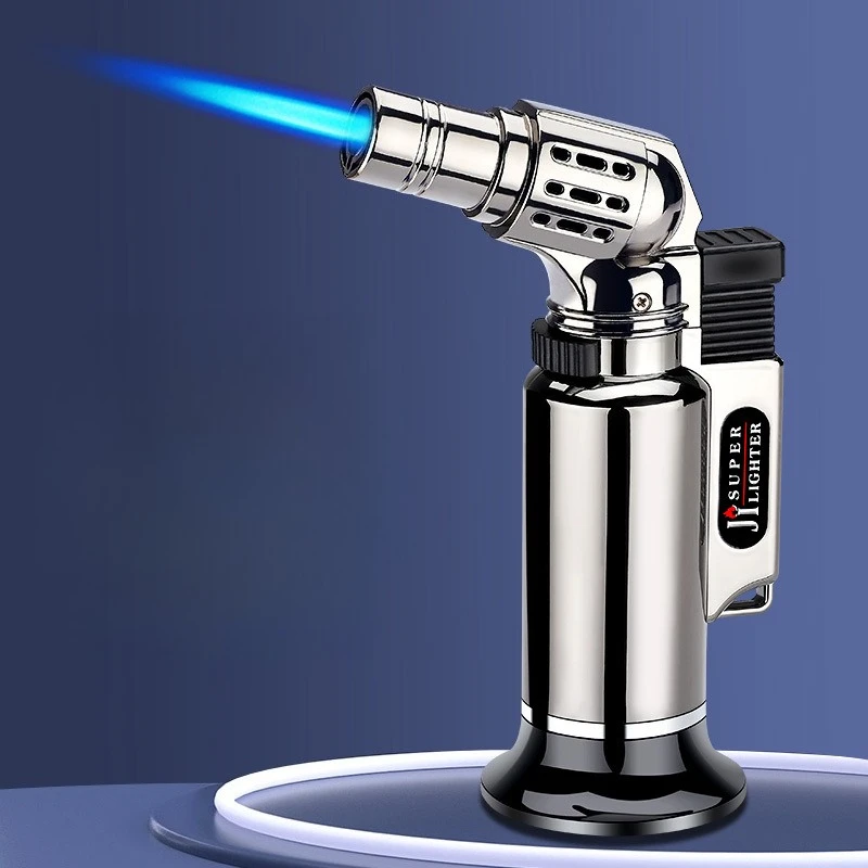 Hot Windproof Metal Turbine Gas Lighter Welding Gun Kitchen Cooking Adjustable Flame Powerful Spray Gun Cigar Lighter Men Gifts 1