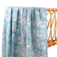 Happyflute Digital Print Bamboo Cotton 2Layer Blankets Super Soft Newborn Muslin Swaddle High Quality Baby Wrap 1