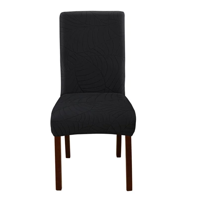 Leaf Jacquard Stretch Chair Cover - Removable, Solid Color Seat Protector for Dining and Banquet Seating