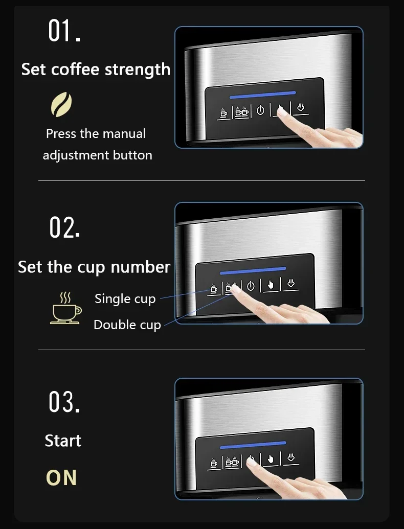 Description Picture 4 of item1.5L Household Coffee Machine Semiautomatic Italian Espresso Coffee Maker 20Bar Pressure Cappuccino Moka Steam Milk Frother