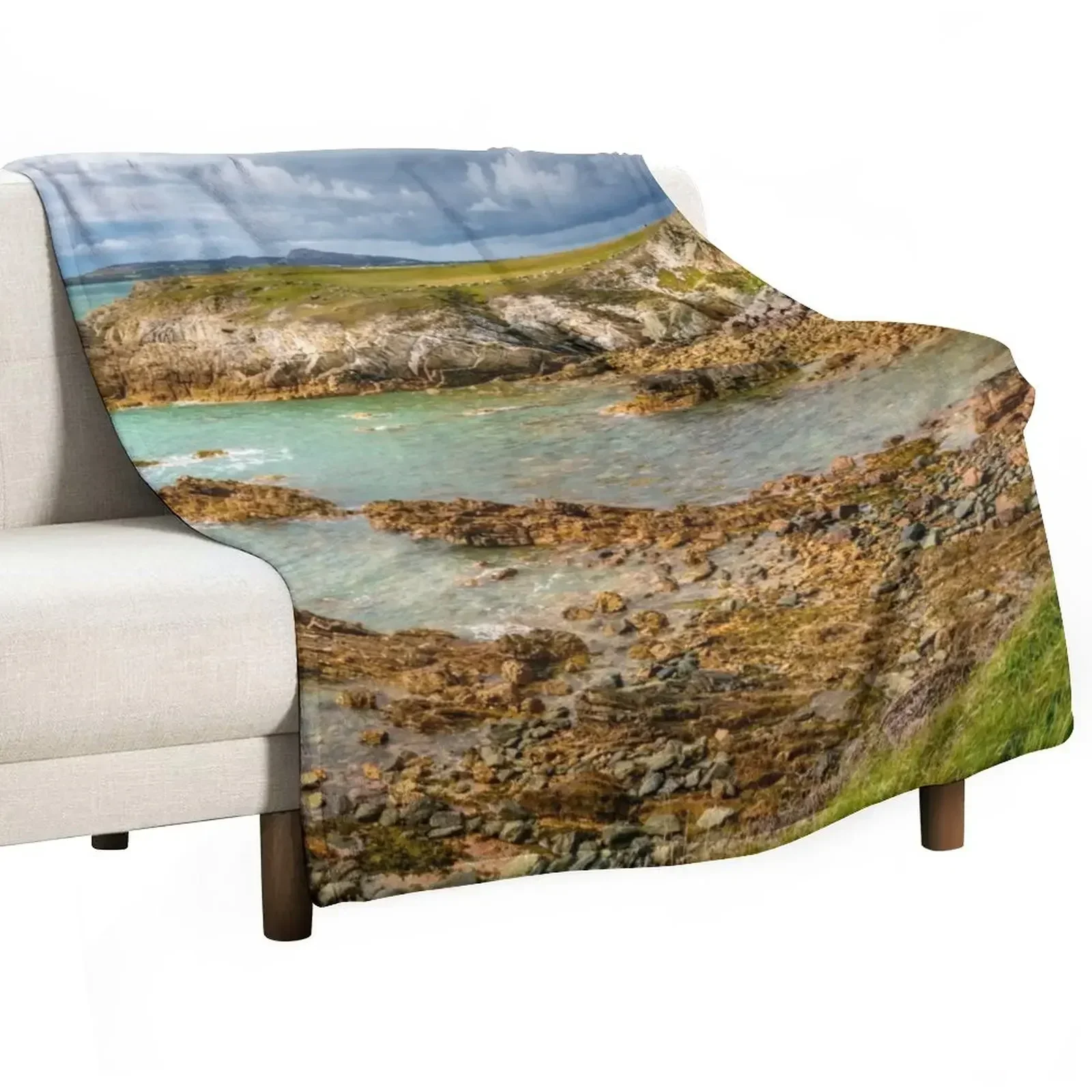 Rhoscolyn Bay Anglesey Throw Blanket Vintages Large Blankets
