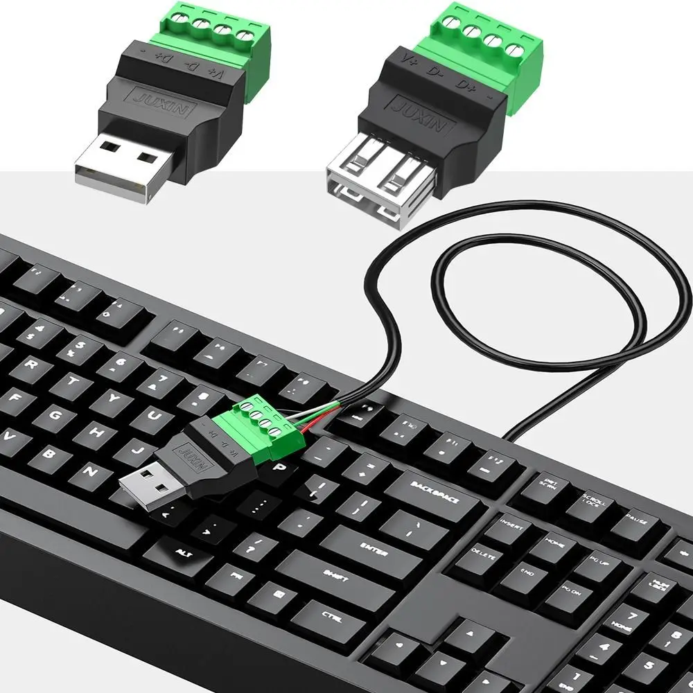 USB Connector with 4-Pin Screw Terminal Plug Adapter (Type-A) - Electrical Supplies