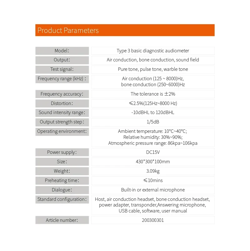 Portable LCD Audiometer Digital Diagnostic Medical Pure Tone Audiometer for Hearing Test Adult Hearing Screening Instrument 5