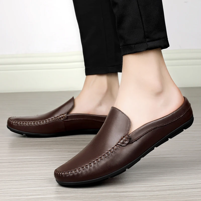 

Genuine Leather Mens Shoes Black Half Shoes for Men Summer 2023 Casual Luxury Shoes Men Fashion Zapatos Charol Hombre Erkek Deri