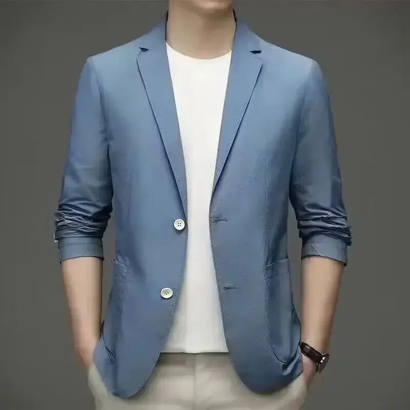 Casual Business Fashion Suit Jacket Autumn Slim Fit Western Style Men's Clothes For Middle-aged Men Smooths Silhouette