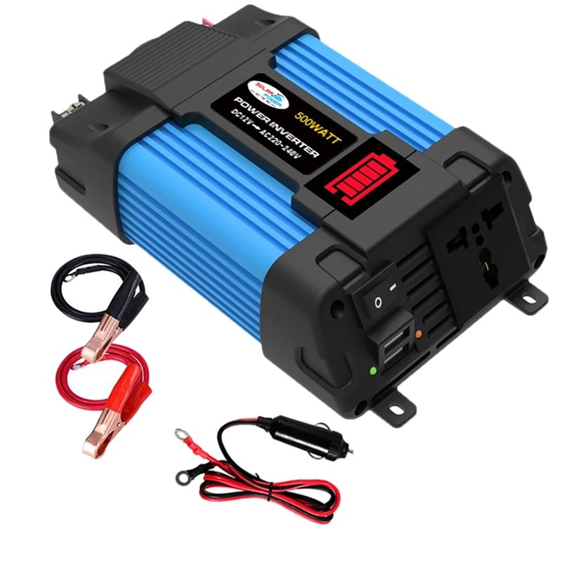 

500W Max 1000W Car Inverter LED Voltage Capacity Display Transformer Converter 12V To 220V Dual USB Inverter For Cars