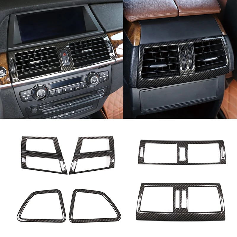 

For BMW X5 X6 E70 E71 2007 - 2013 Car Carbon Fiber Style Interior Center Control Panel Dashboard Air Condition Outlet Cover Trim