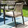 Black Metal Table with Umbrella Hole, Outdoor Rattan Dining Set for Lawn, Garden Sofas 2