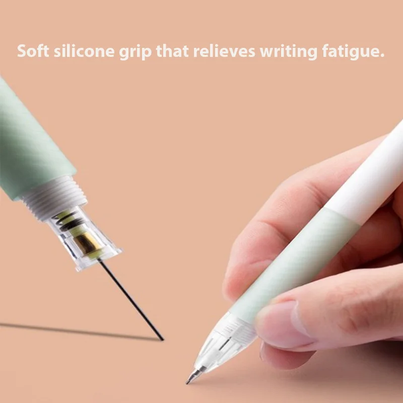 4 개/대 기계식 연필 편지지 Lapices 부드러운 고무 그립 0.5/0.7mm 쓰기 및 그리기 용 지우개가있는 학교 용품