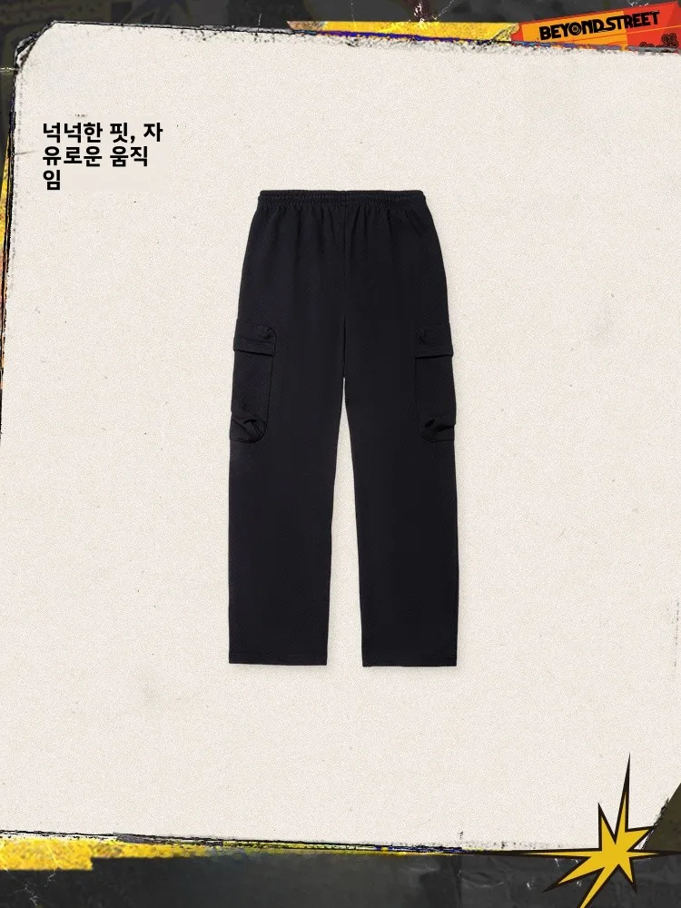 리닝 X 샘 테일러 콜라보레이션 시리즈 2025년 봄 신상 브랜드 로고가 있는 루즈핏 남성 스포츠 팬츠 캐주얼 코튼 니트 트라우저