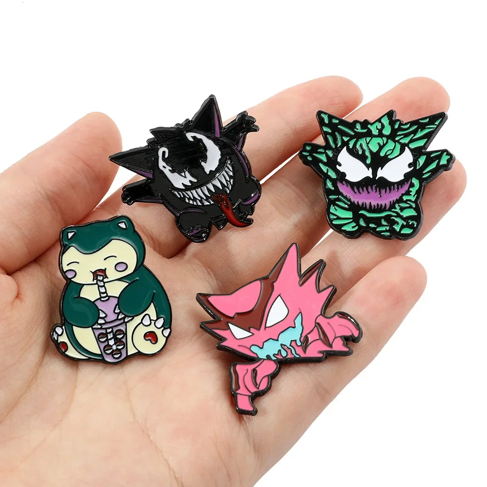 Anime Enamel Pins for Backpacks Cute Gengar Charmander Brooches Metal Enamel Badges Pins Pokemon Collection Gift