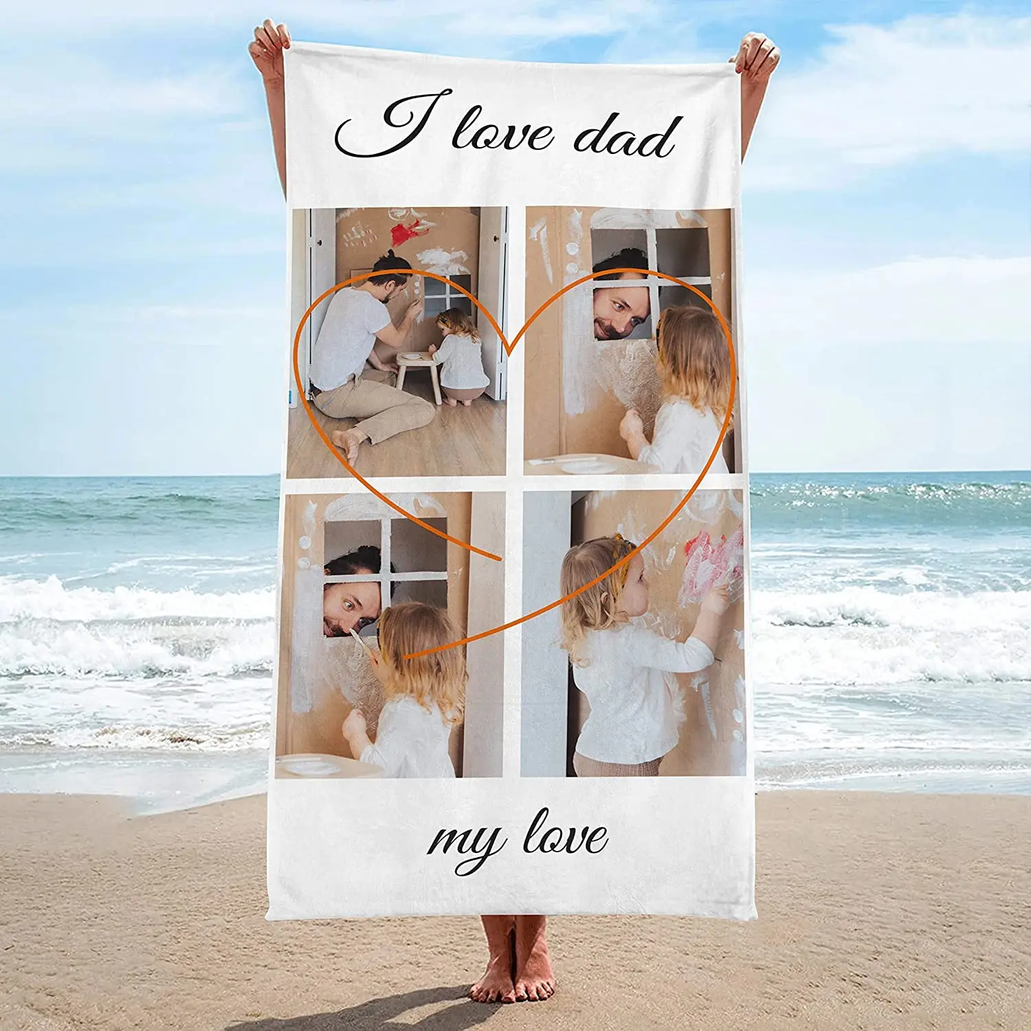 Personalised Beach Towel With Photo Collage Custom Bath Towel_voghion.com