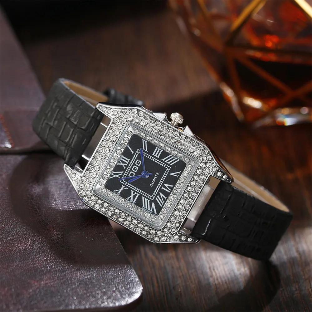 

Luxury Fashion Women Watches Shining Dial Design Qualities Ladies Quartz Wristwatches Retro Rectangle Female Leather Clock Gifts