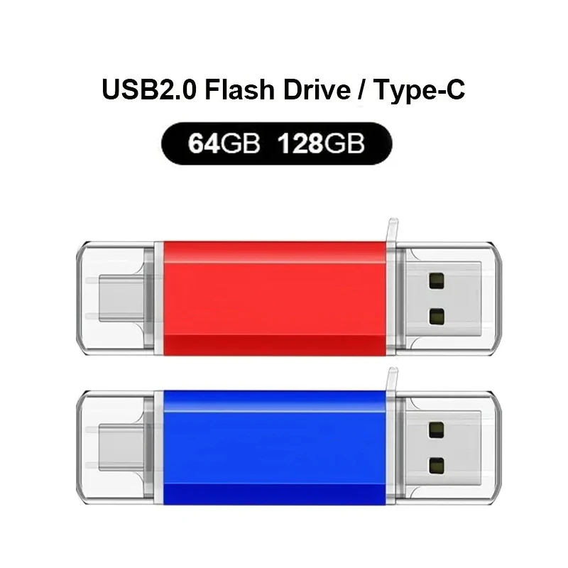 고속 USB 플래시 드라이브 OTG 펜 드라이브, 2 in 1 C타입 OTG, 128GB, 64GB, 128GB, 2 in 1, 신제품